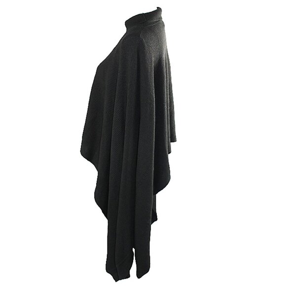 BCBGMaxAzria Asymmetrical Turtleneck Ribbed Poncho, OS (NWT) - Picture 4 of 7